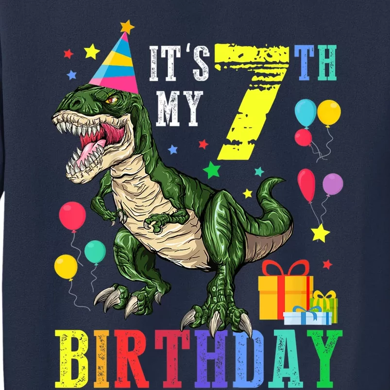 Kid 7 Year Old 7th Birthday Boy T Rex Dinosaur Gift Sweatshirt