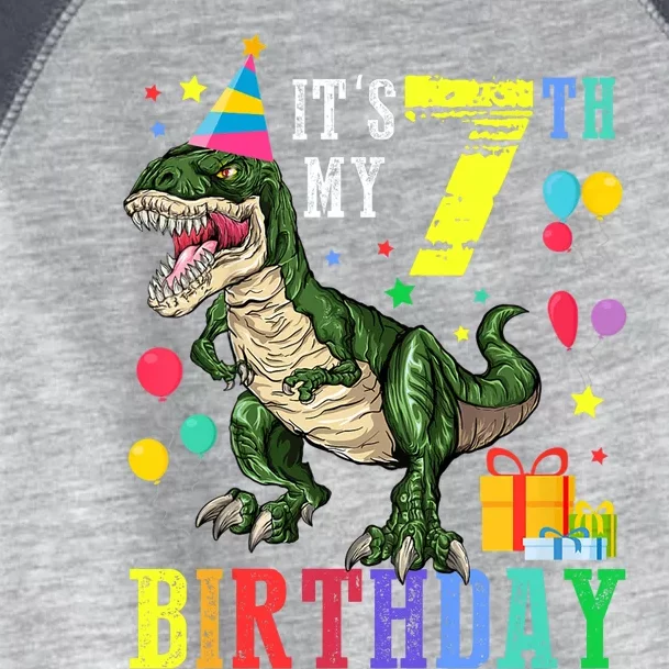 Kid 7 Year Old 7th Birthday Boy T Rex Dinosaur Gift Toddler Fine Jersey T-Shirt