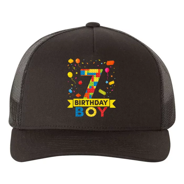 Kids 7 Year Old Building Blocks 7th Birthday Boy Yupoong Adult 5-Panel Trucker Hat