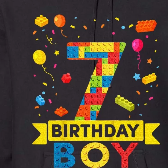 Kids 7 Year Old Building Blocks 7th Birthday Boy Premium Hoodie