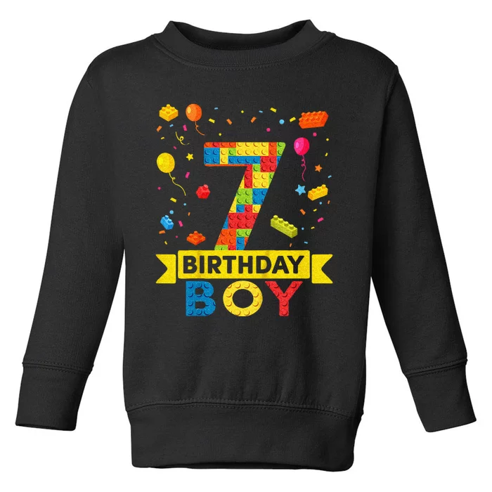 Kids 7 Year Old Building Blocks 7th Birthday Boy Toddler Sweatshirt