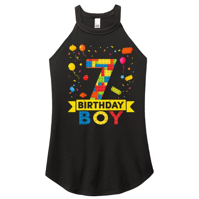 Kids 7 Year Old Building Blocks 7th Birthday Boy Women’s Perfect Tri Rocker Tank