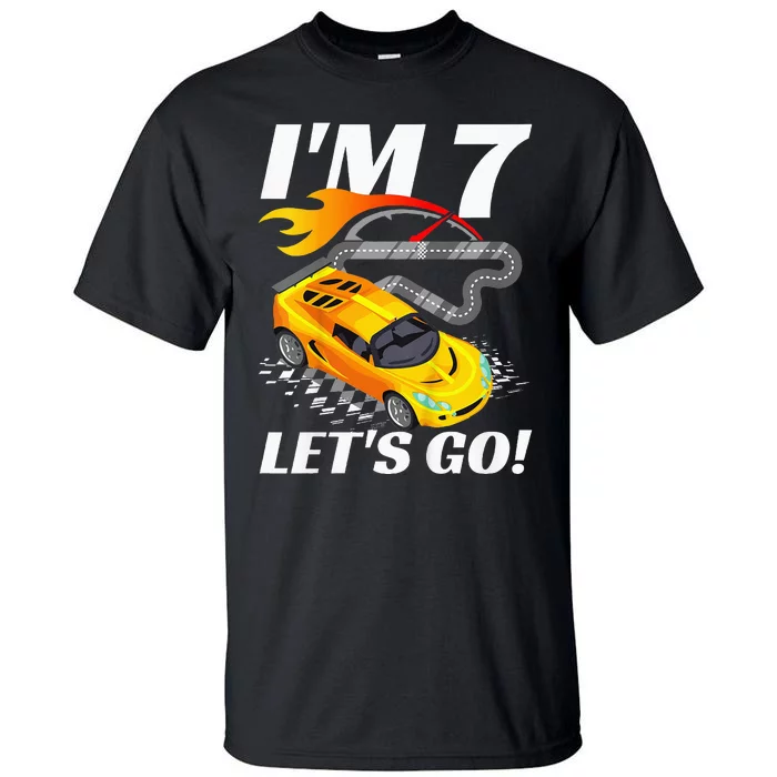 Kids 7 Year Old 7th Racing Racecar Birthday Party Tall T-Shirt