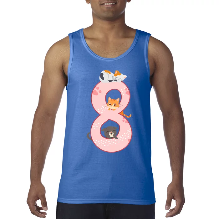 Kids 8th Birthday Girl Gift Cats Outfit 8 Years Old Gift Tank Top