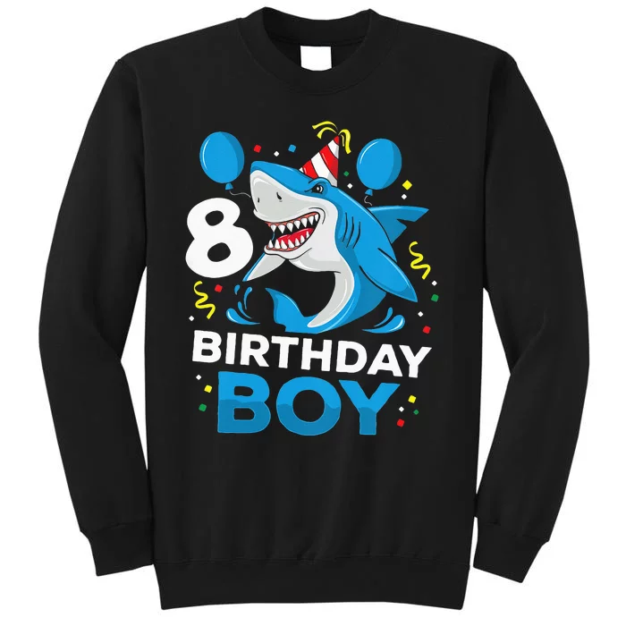 Kids 8th Birthday Boy Shark Ocean Theme Party 8 Years Old For Boy Sweatshirt