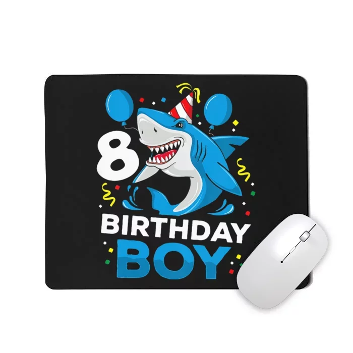 Kids 8th Birthday Boy Shark Ocean Theme Party 8 Years Old For Boy Mousepad