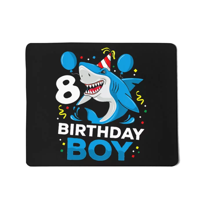 Kids 8th Birthday Boy Shark Ocean Theme Party 8 Years Old For Boy Mousepad