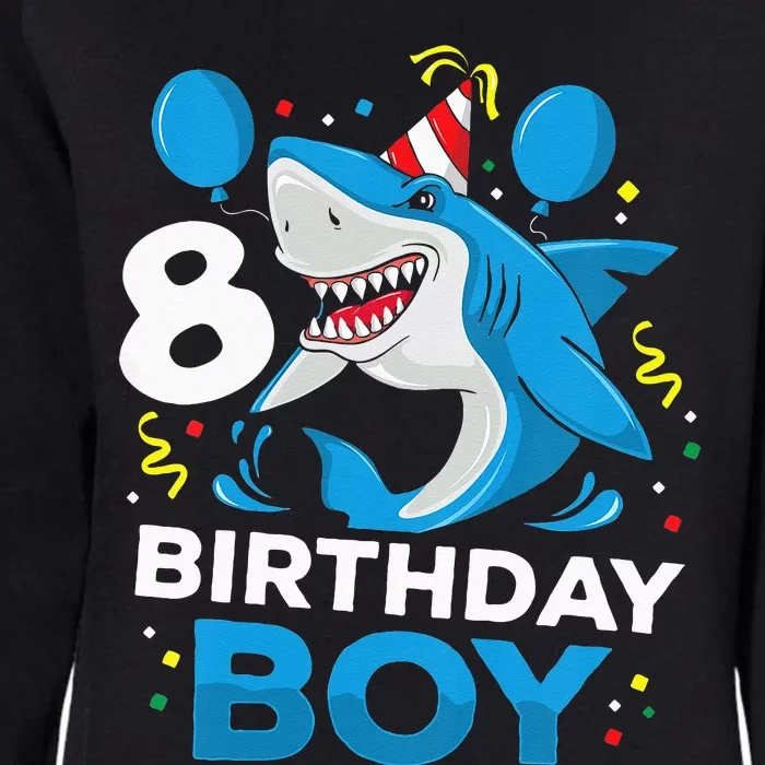 Kids 8th Birthday Boy Shark Ocean Theme Party 8 Years Old For Boy Womens California Wash Sweatshirt