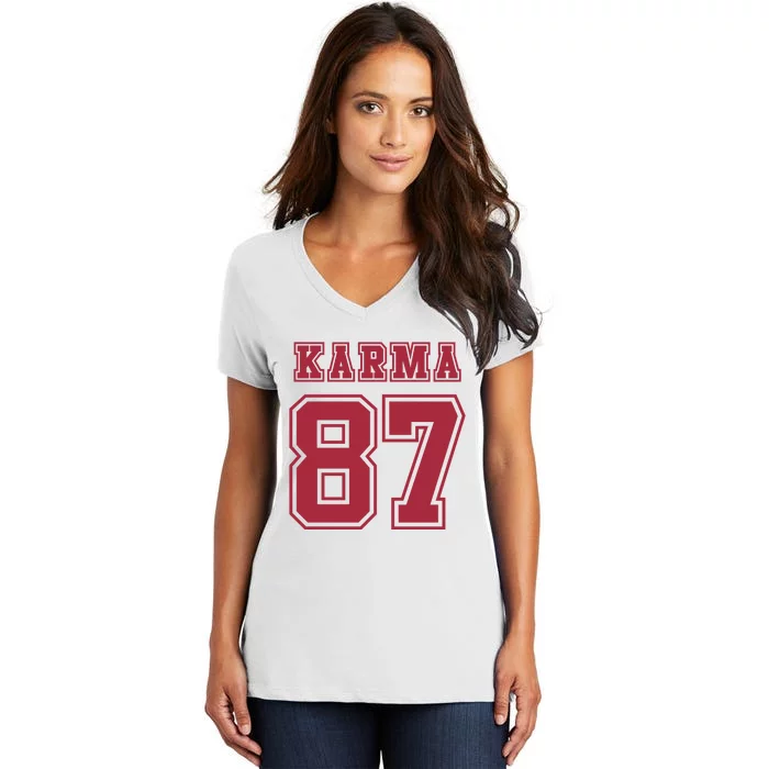 Karma 87 | Sporty Trendy Design Women's V-Neck T-Shirt