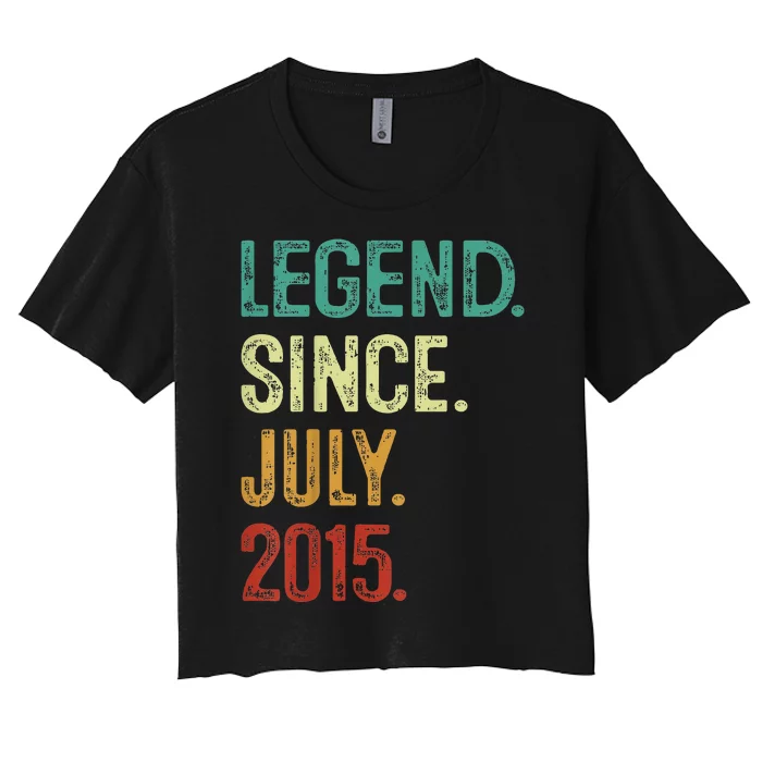 Kids 8 Years Old Legend Since July 2015 8th Birthday Women's Crop Top Tee