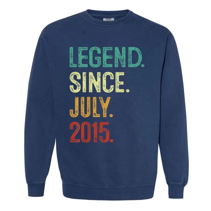 Kids 8 Years Old Legend Since July 2015 8th Birthday Garment-Dyed Sweatshirt