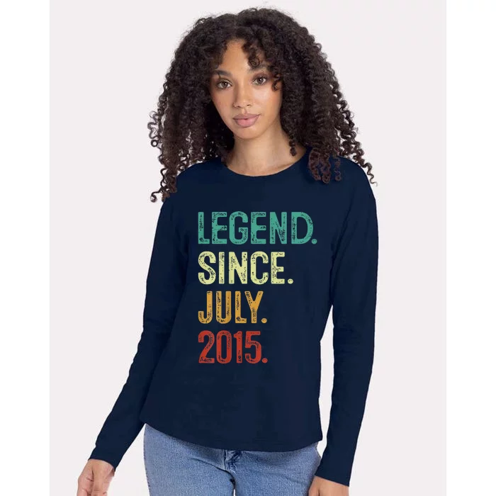 Kids 8 Years Old Legend Since July 2015 8th Birthday Womens Cotton Relaxed Long Sleeve T-Shirt