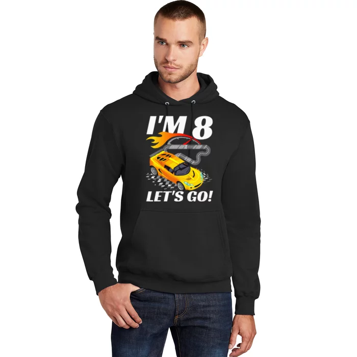 Kids 8 Year Old 8th Racing Racecar Birthday Party Hoodie