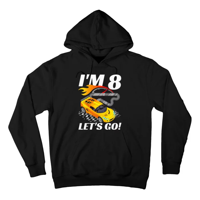 Kids 8 Year Old 8th Racing Racecar Birthday Party Hoodie