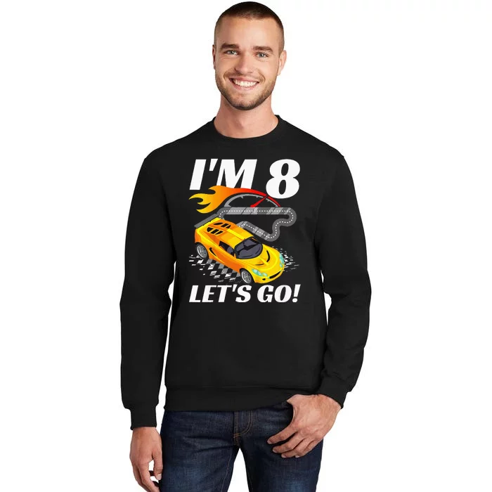 Kids 8 Year Old 8th Racing Racecar Birthday Party Sweatshirt