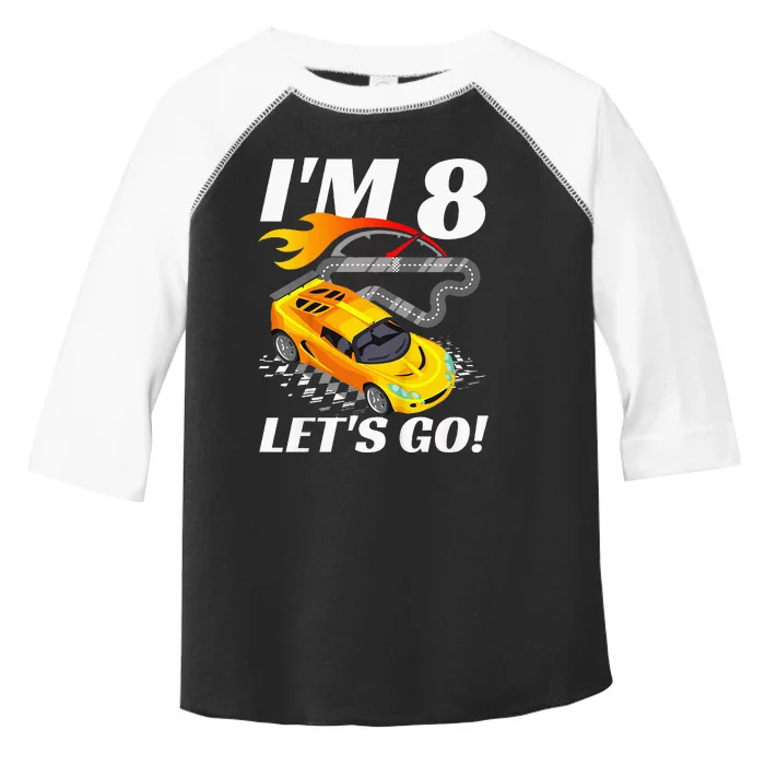 Kids 8 Year Old 8th Racing Racecar Birthday Party Toddler Fine Jersey T-Shirt