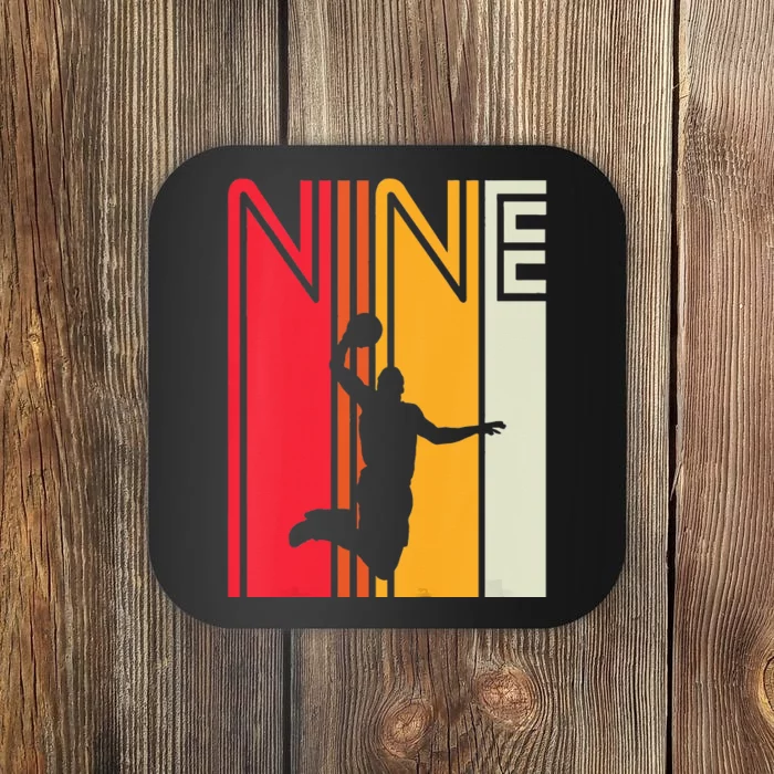 Kids 9th Birthday Basketball Lover 9 Years Old Retro Coaster