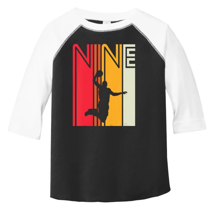 Kids 9th Birthday Basketball Lover 9 Years Old Retro Toddler Fine Jersey T-Shirt