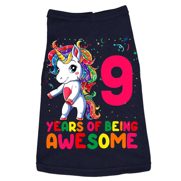 Kids 9 Years Old Unicorn Flossing 9th Birthday Girl Unicorn Party Doggie Tank