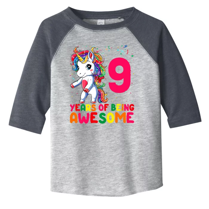 Kids 9 Years Old Unicorn Flossing 9th Birthday Girl Unicorn Party Toddler Fine Jersey T-Shirt