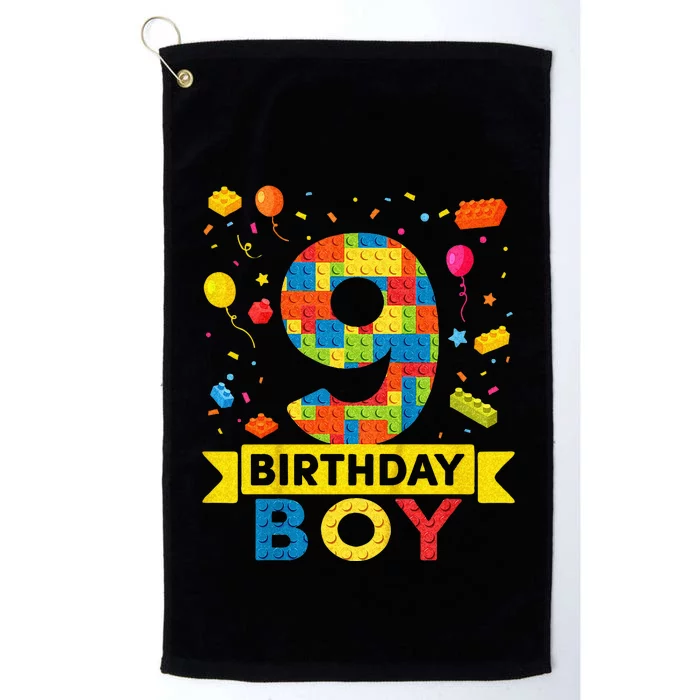 Kids 9 Year Old Building Blocks 9th Birthday Boy Platinum Collection Golf Towel