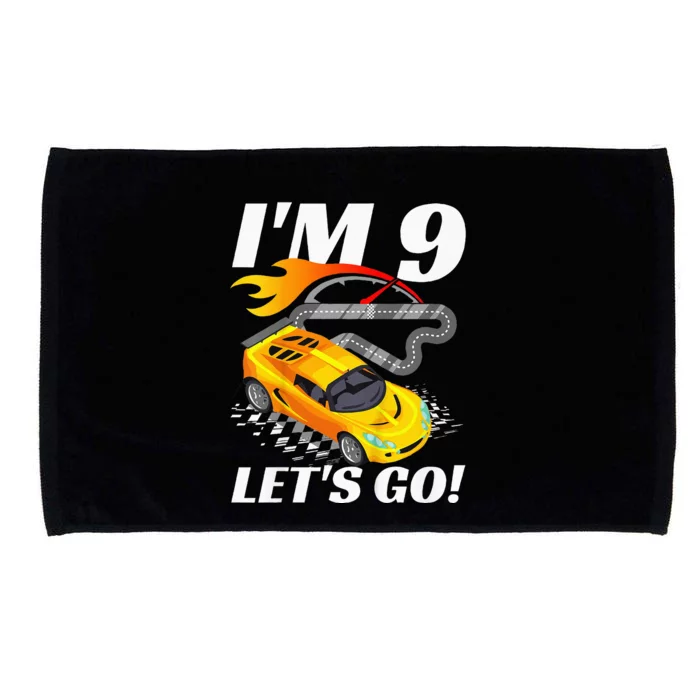 Kids 9 Year Old 9th Racing Racecar Birthday Party Microfiber Hand Towel