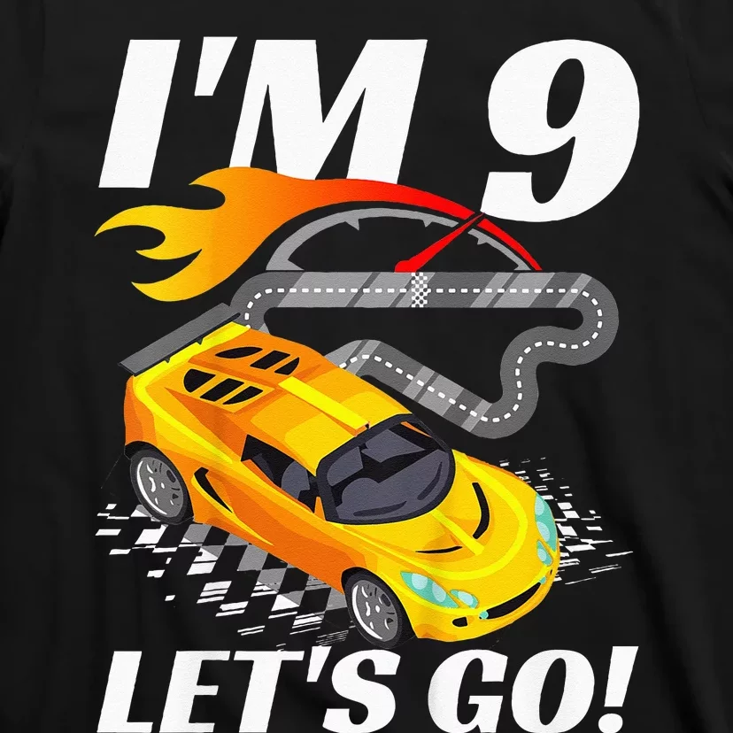 Kids 9 Year Old 9th Racing Racecar Birthday Party T-Shirt