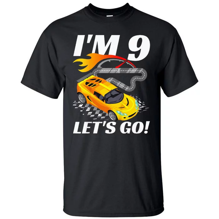 Kids 9 Year Old 9th Racing Racecar Birthday Party Tall T-Shirt