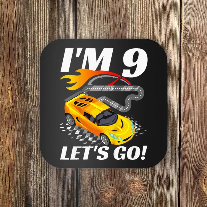 Kids 9 Year Old 9th Racing Racecar Birthday Party Coaster