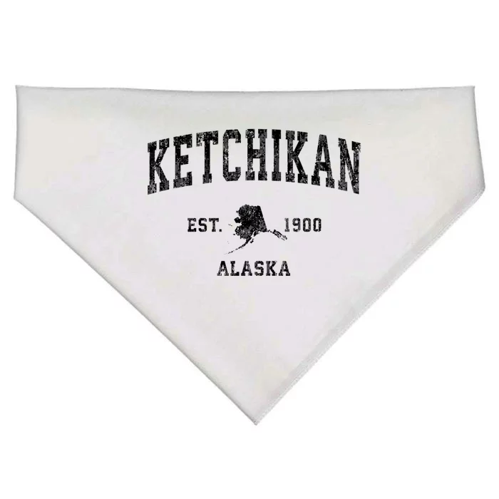 Ketchikan Alaska Ak Vintage Established Athletic Sports Design USA-Made Doggie Bandana