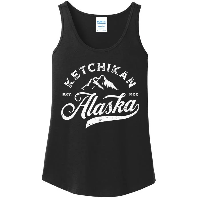 Ketchikan Alaska Ak Mountains Vintage Vacation Souvenir Ladies Essential Tank