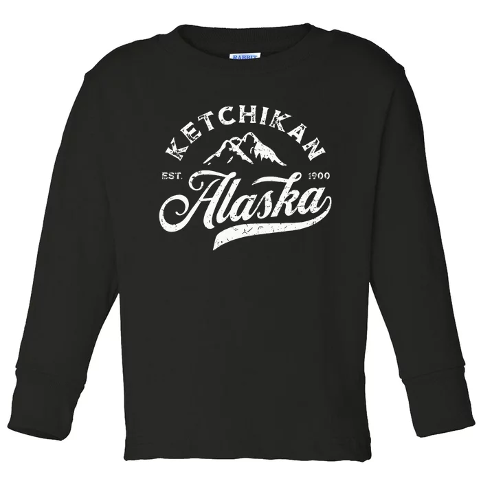 Ketchikan Alaska Ak Mountains Vintage Vacation Souvenir Toddler Long Sleeve Shirt