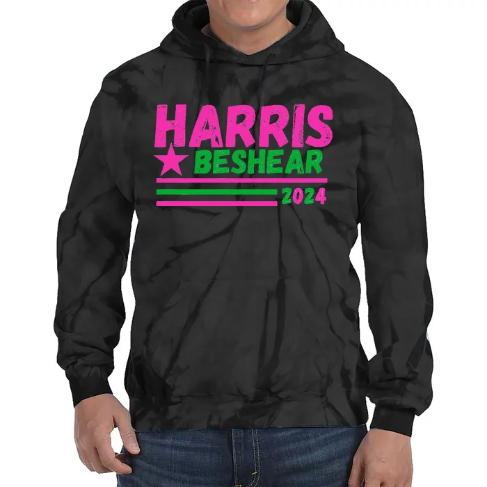 Kamala Andy Beshear 2024 Retro Strip Star Harris Green Tie Dye Hoodie