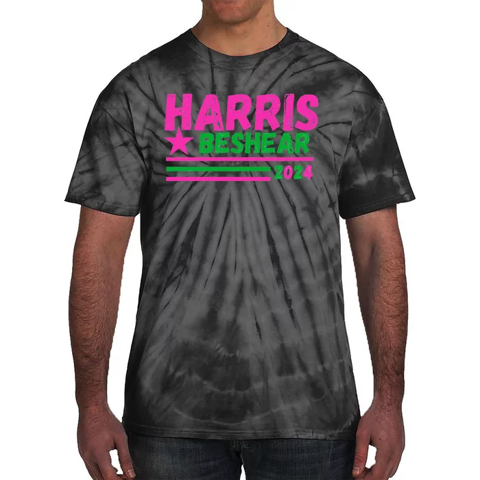 Kamala Andy Beshear 2024 Retro Strip Star Harris Green Tie-Dye T-Shirt