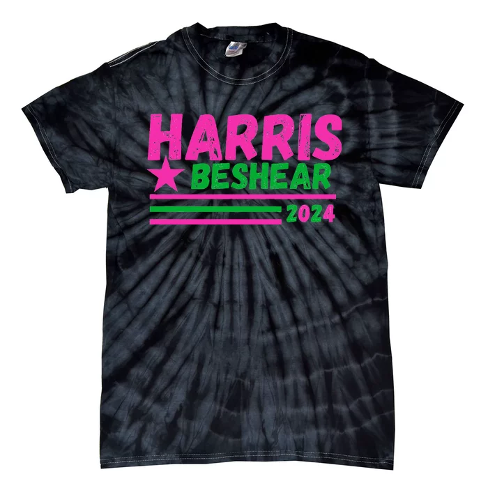 Kamala Andy Beshear 2024 Retro Strip Star Harris Green Tie-Dye T-Shirt