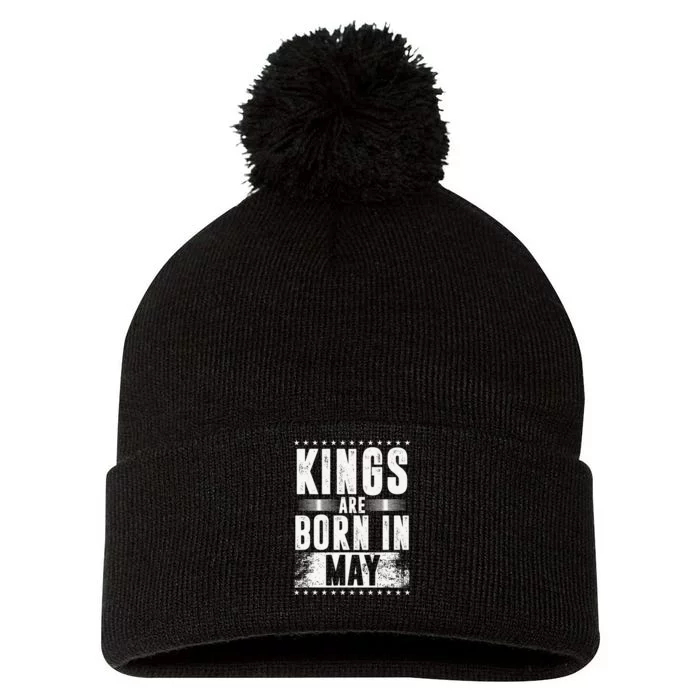 Kings Are Born In May Month Zodiac Sign Gemini Taurus Gift Pom Pom 12in Knit Beanie