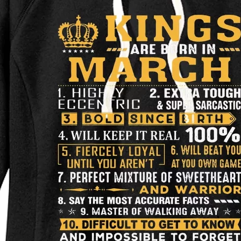 Kings Are Born In March Gift March Birthday Women's Fleece Hoodie