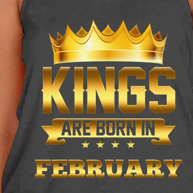 Kings Are Born In February Birthday Women's Knotted Racerback Tank