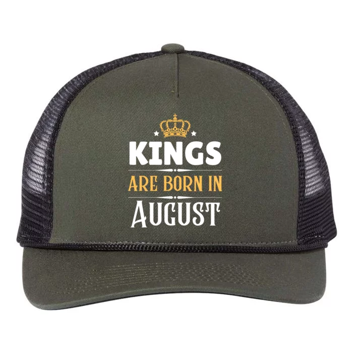 Kings Are Born In August Birthday Crown Retro Rope Trucker Hat Cap