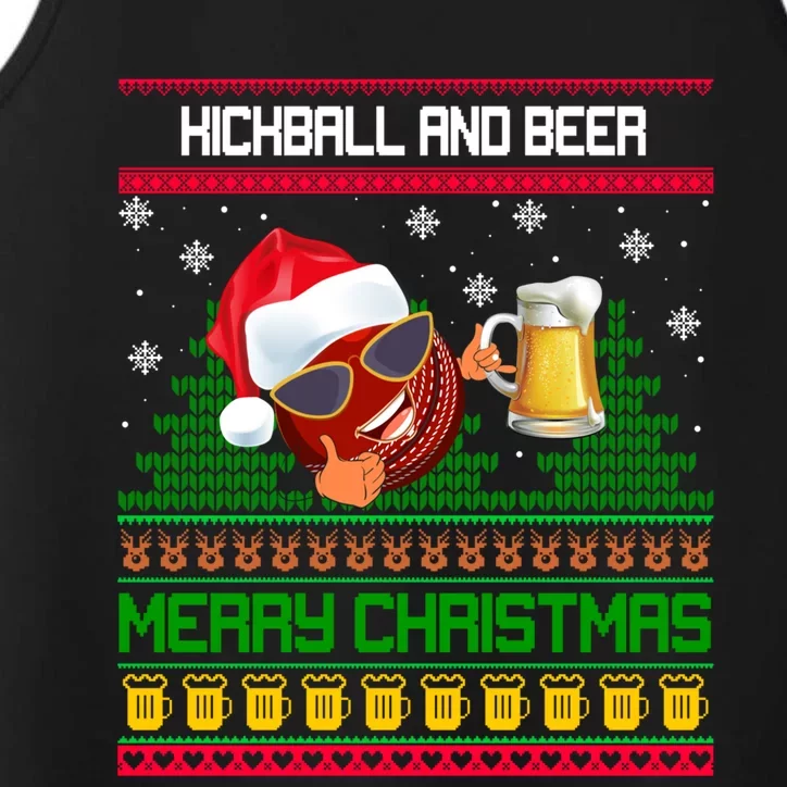 Kickball And Beer Lover Merry Christmas Ugly Xmas Gift Performance Tank