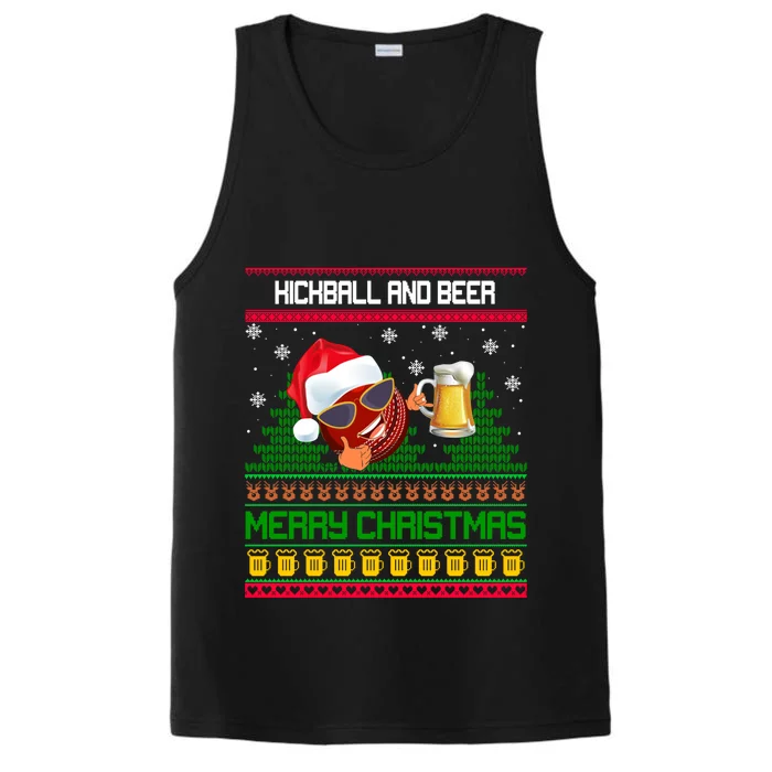 Kickball And Beer Lover Merry Christmas Ugly Xmas Gift Performance Tank