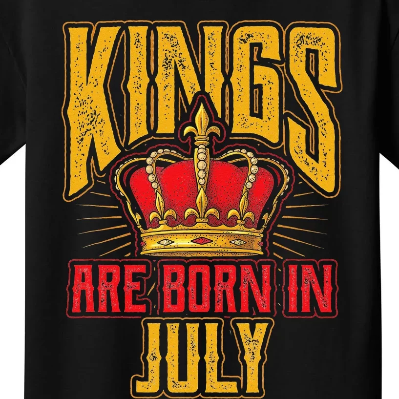 Kings Are Born In July Birthday Kids T-Shirt