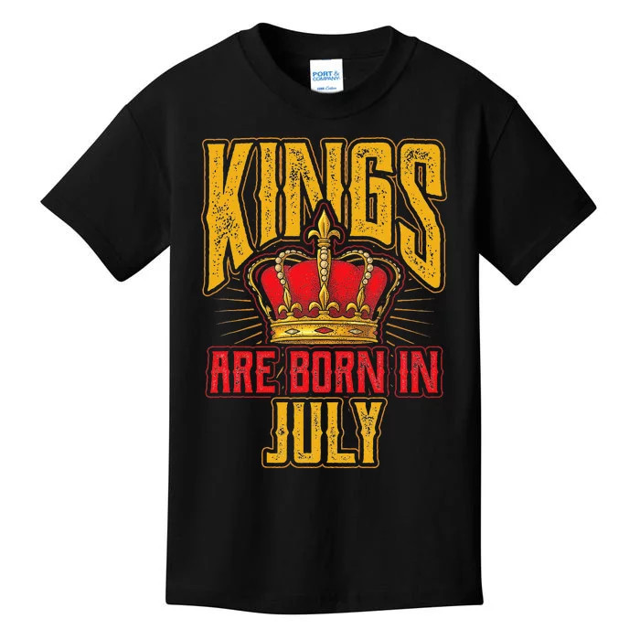 Kings Are Born In July Birthday Kids T-Shirt