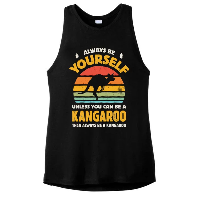 Kangaroo Always Be Yourself Retro Vintage Ladies Tri-Blend Wicking Tank