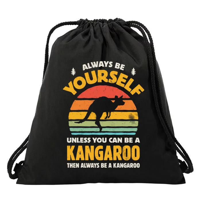 Kangaroo Always Be Yourself Retro Vintage Drawstring Bag