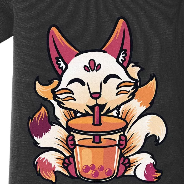 Kitsune Anime Boba Japanese Bubble Tea Cute Fox Kawaii Baby Bodysuit