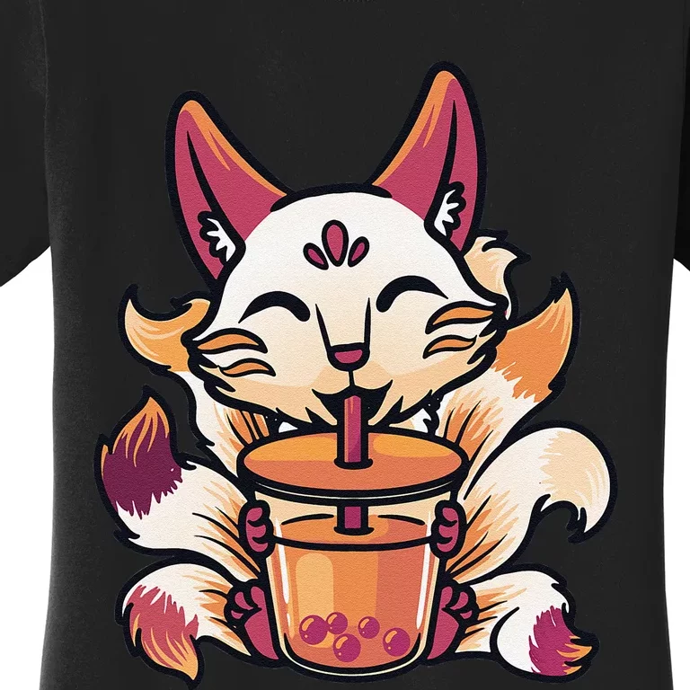 Kitsune Anime Boba Japanese Bubble Tea Cute Fox Kawaii Women's T-Shirt