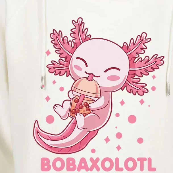 Kawaii Axolotl Bobaxolotl Boba Tea Bubble Milk Anime Womens Funnel Neck Pullover Hood