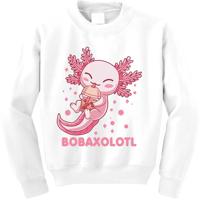 Kawaii Axolotl Bobaxolotl Boba Tea Bubble Milk Anime Kids Sweatshirt