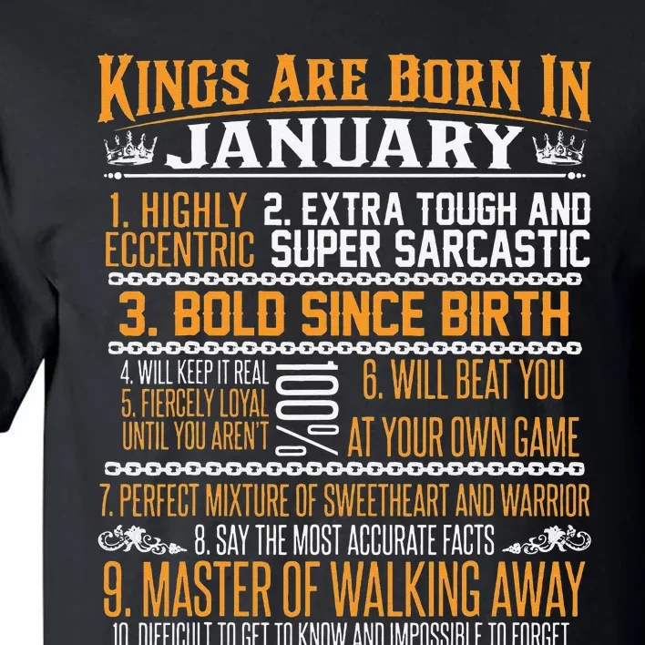 Kings Are Born In January January Birthday Tall T-Shirt